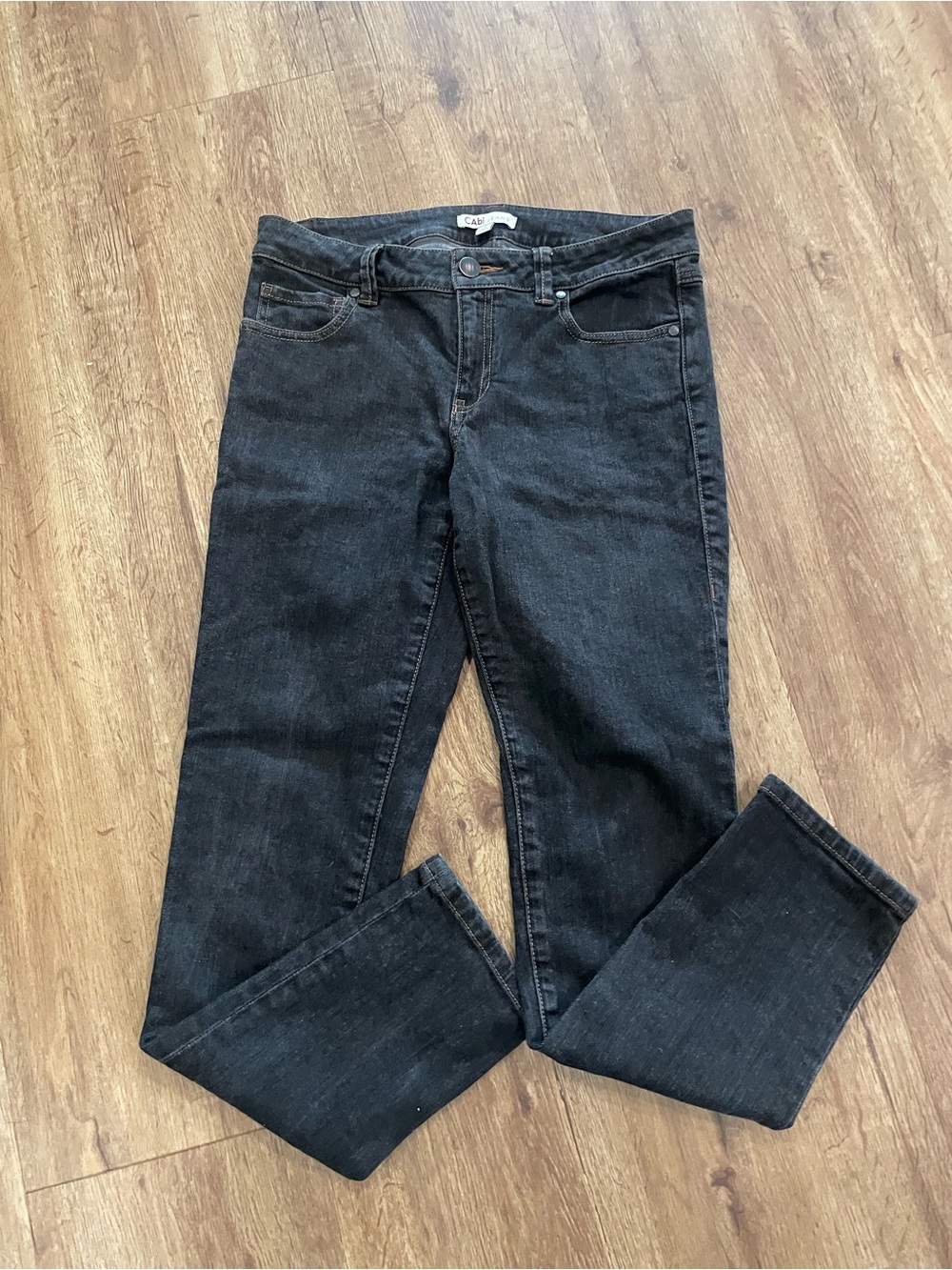 CAbi Dark Wash Charcoal Gray Straight Leg Jeans